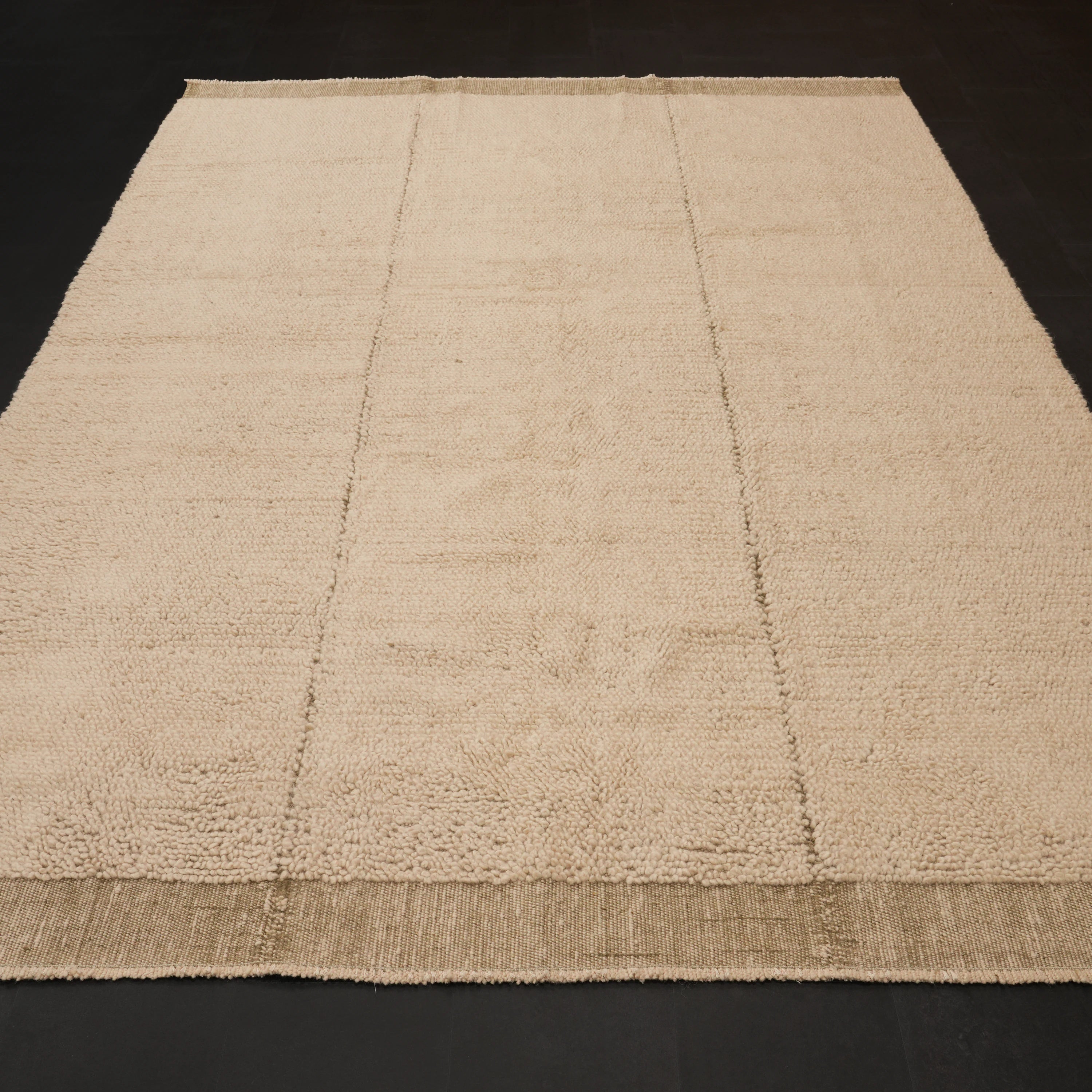 Bohem Series Simple Pattern Cream Wool Loom-Woven Kilim