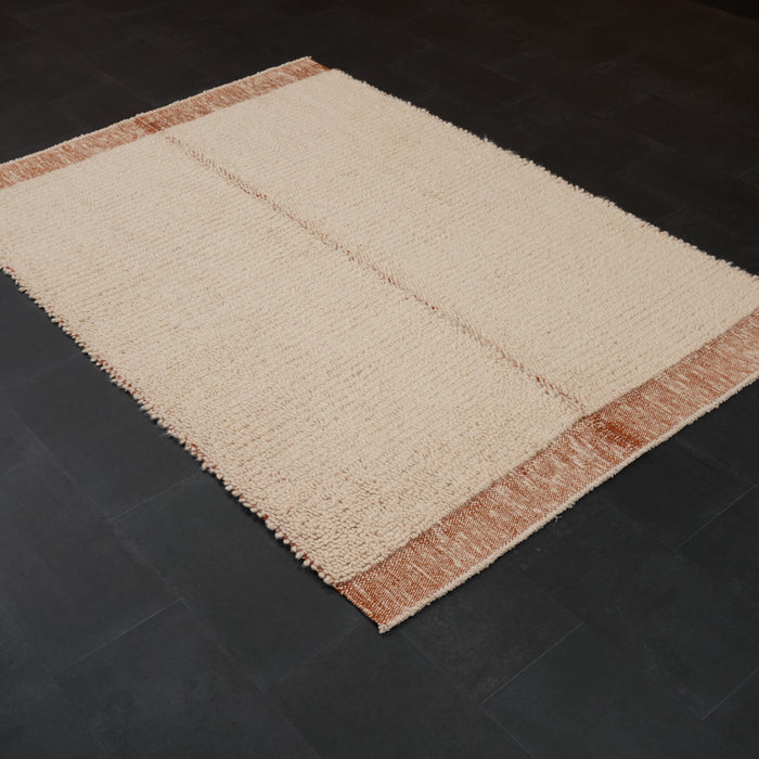 Bohem Serisi Sade Desenli Yün Krem Tezgah Dokuma Kilim, 138x200 cm — Halıcızade