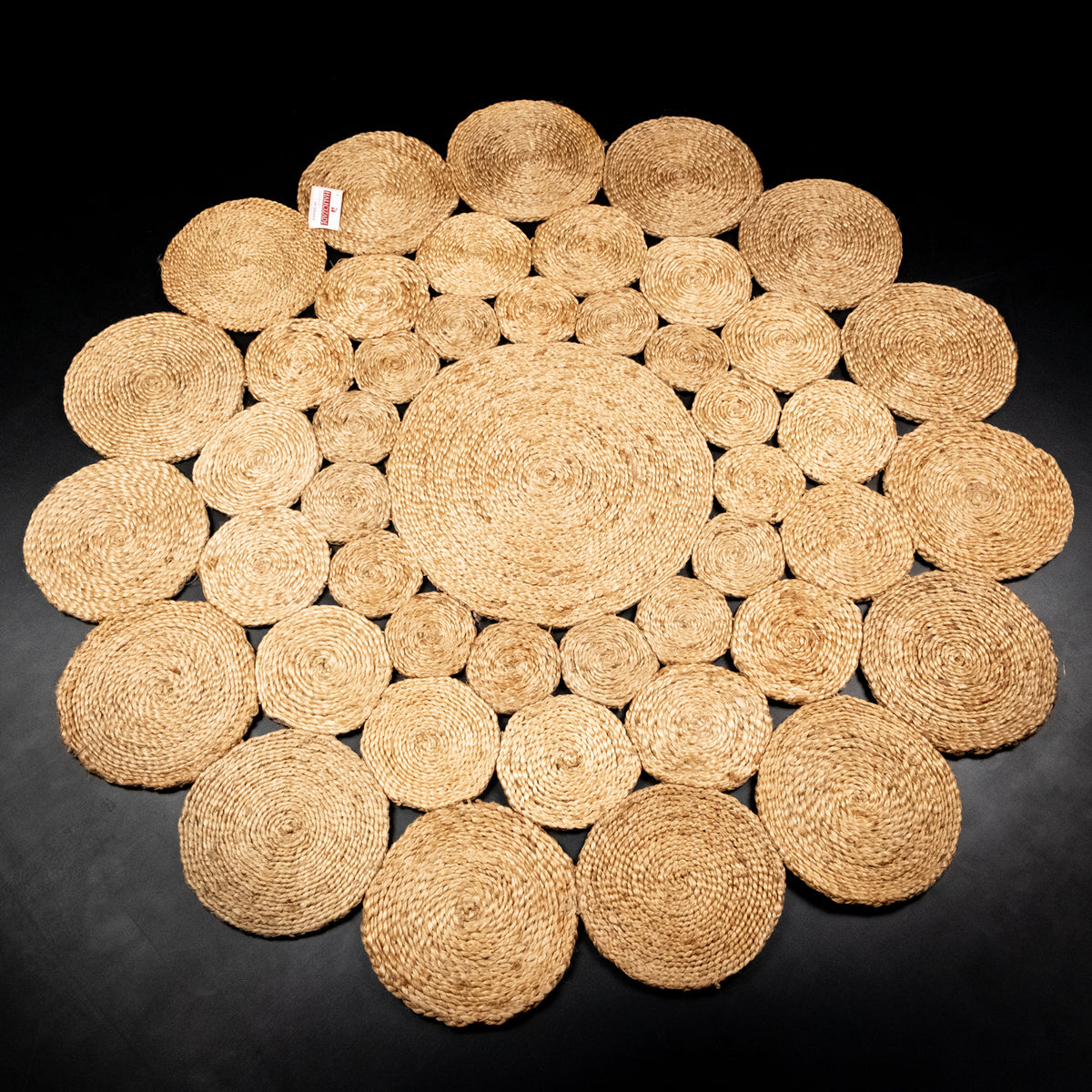 Bolga Serisi Jüt Geometrik Desenli El Dokuma Halı, kahverengi, 150x150 cm — Halıcızade