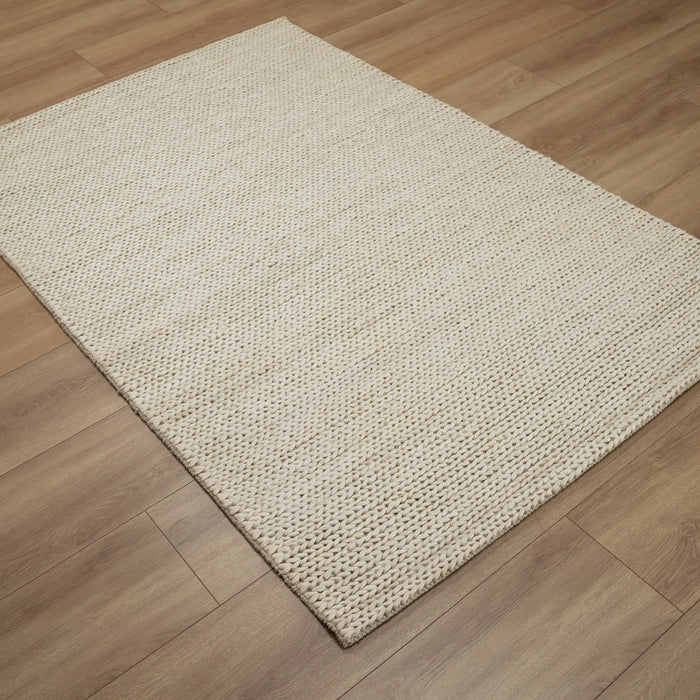 Bolga Serisi Sade Desenli El Dokuma Hasır Halı, beyaz, 80x150 – 170x240 cm — Halıcızade