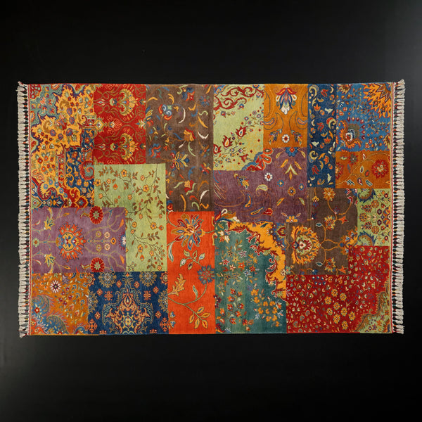 Anadolu Şal Serisi Patchwork Desenli El Dokuma Yün Halı