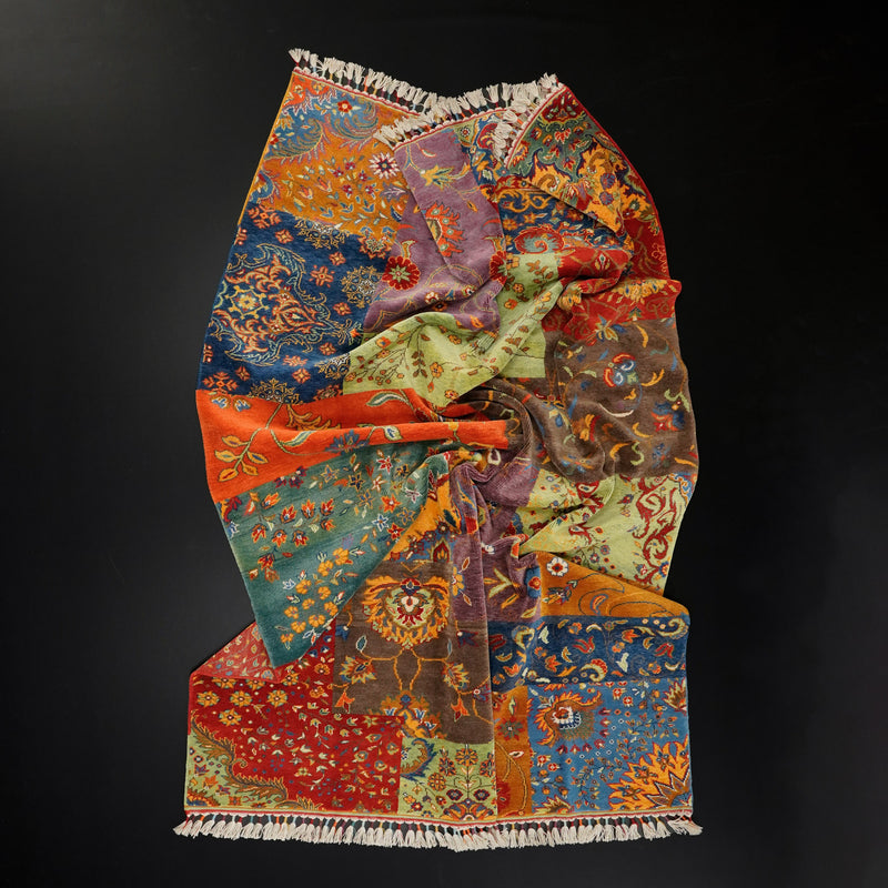 Anadolu Şal Serisi Patchwork Desenli El Dokuma Yün Halı