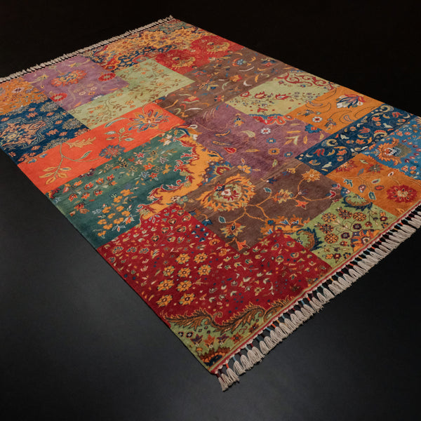 Anadolu Şal Serisi Patchwork Desenli El Dokuma Yün Halı