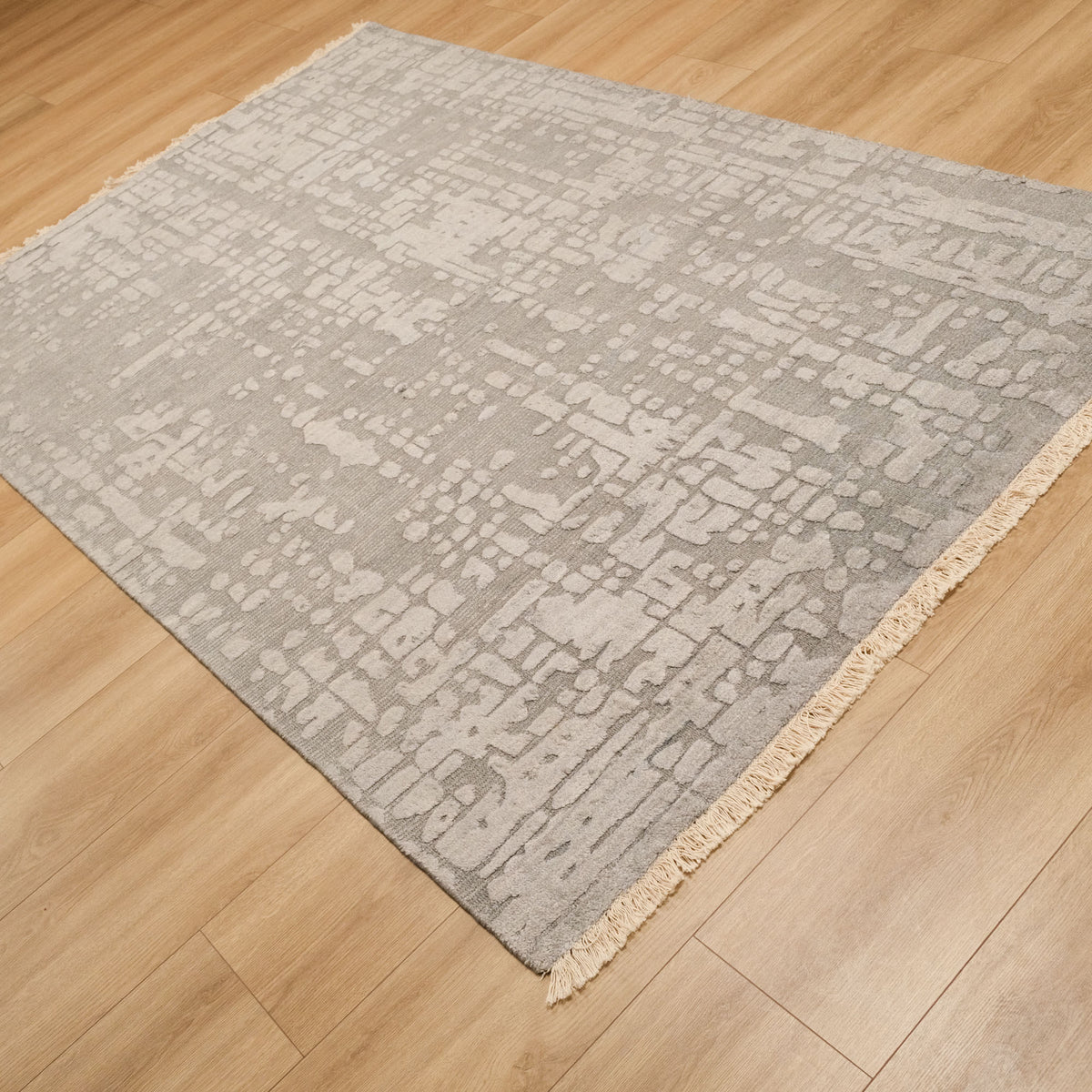 Casa Serisi Soyut Desenli Tezgah Dokuma Halı, gümüş, 160x230 cm — Halıcızade