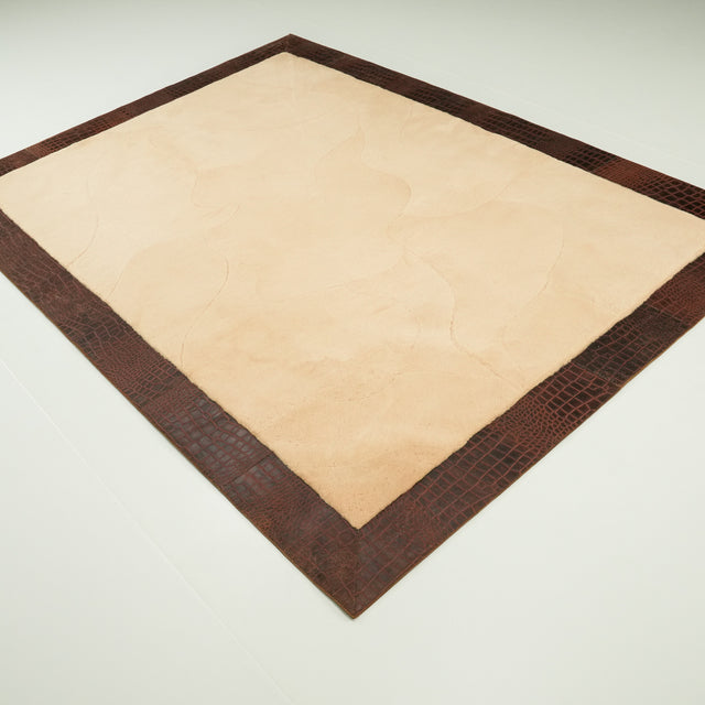 Çerçeve Desenli Bej Kuzu Postu Halı, 171x239 cm — Halıcızade