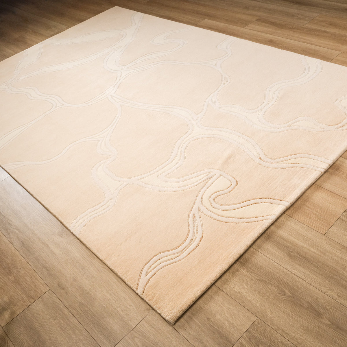 Çerçeve Desenli El Dokuma Halı, krem, 200x295 cm — Halıcızade