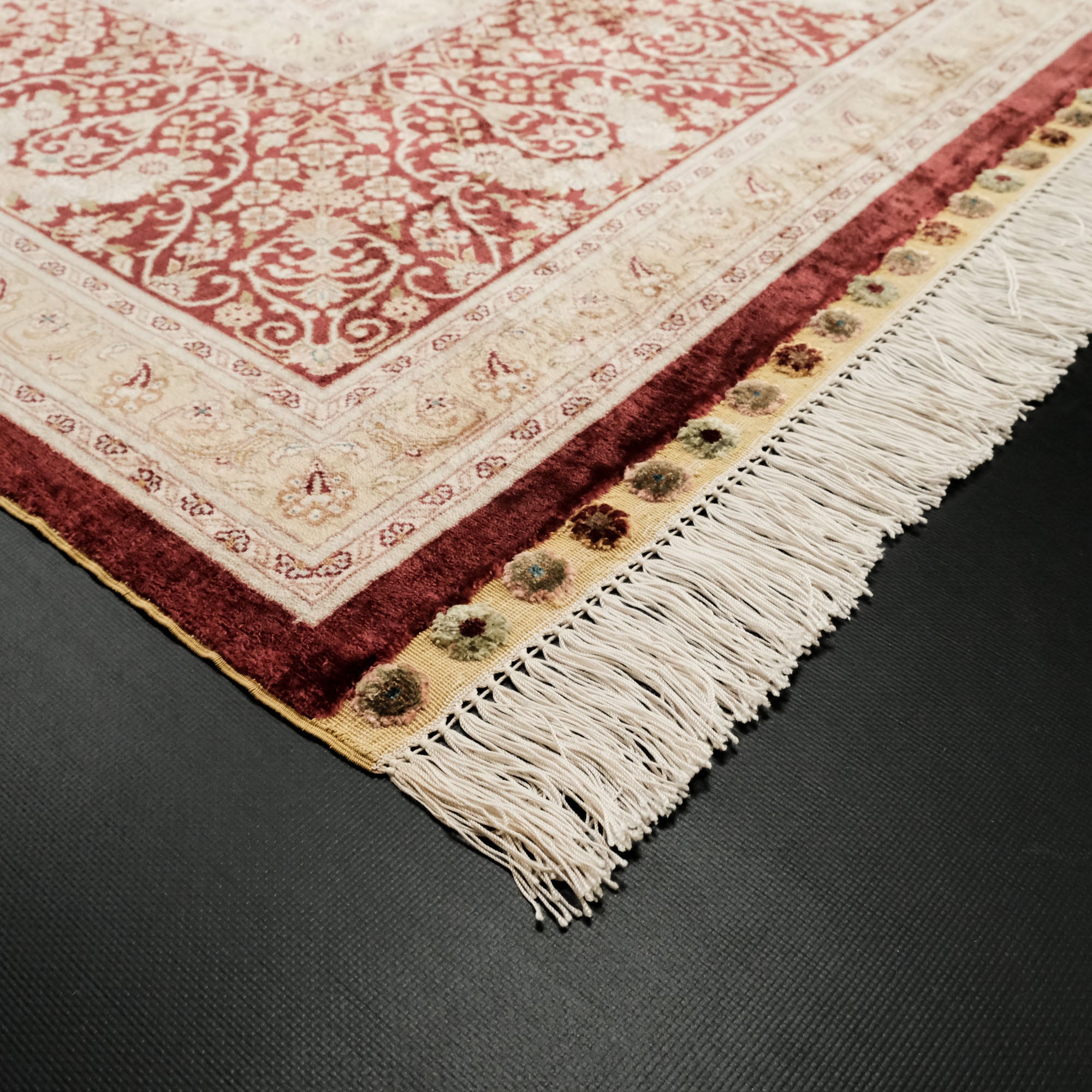 Frame Patterned Hand Woven Silk Persian Rug