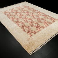 Framed Pattern Handwoven Red Classic Silk Rug