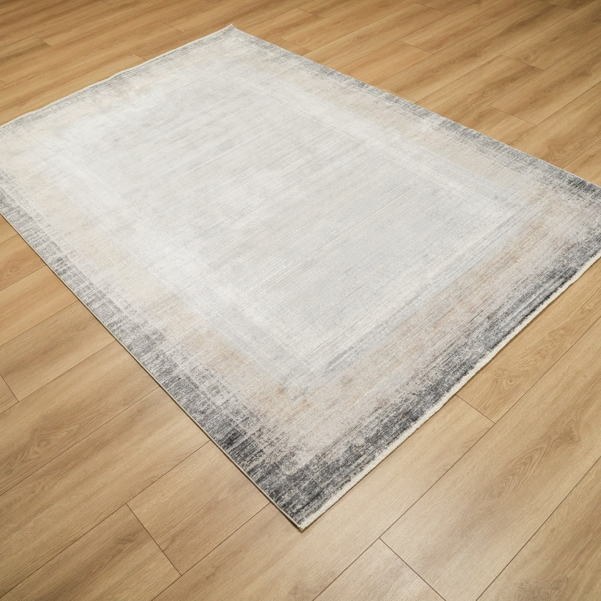 Çerçeve Desenli Gri Viskon Halı, 80x150 – 300x400 cm — Halıcızade