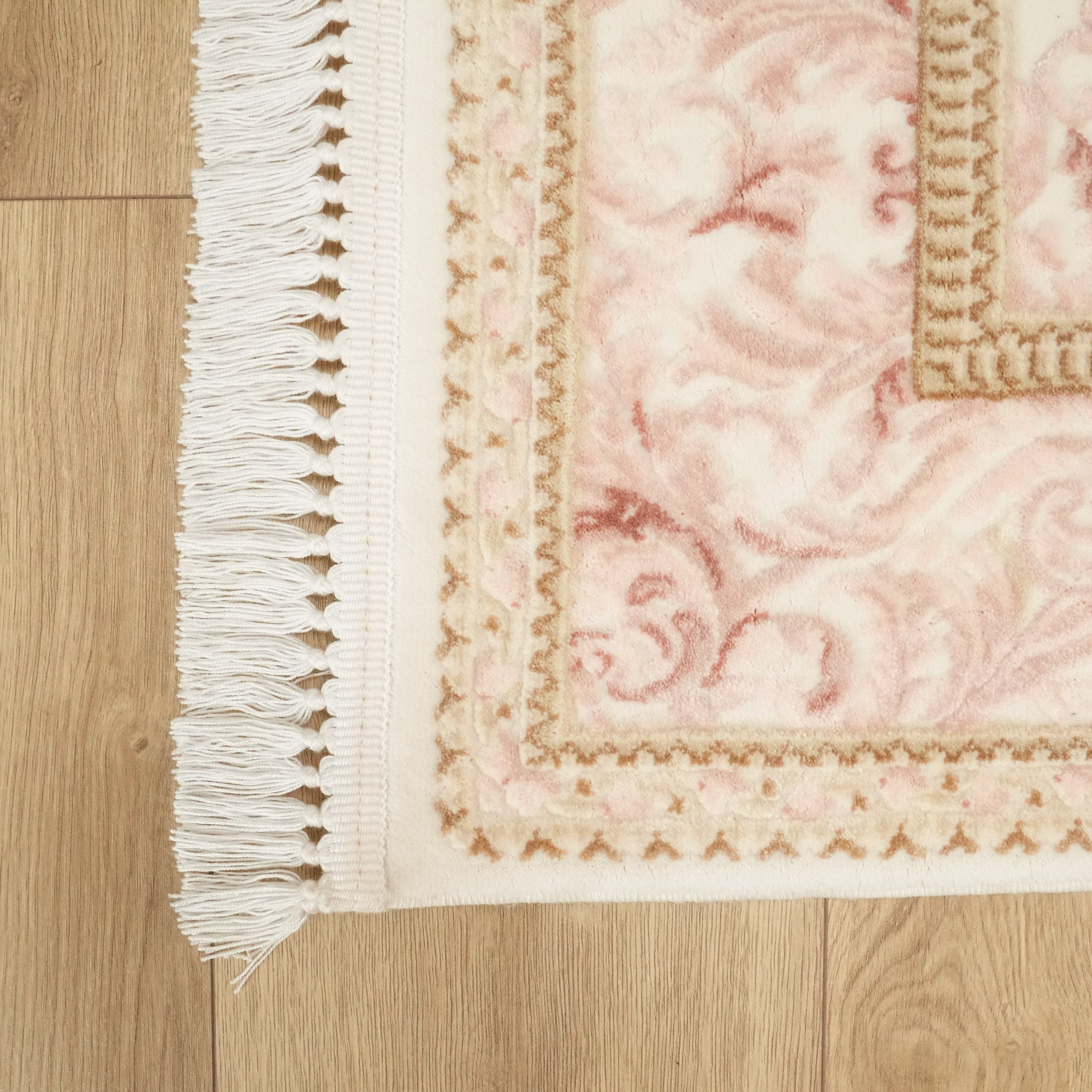 Cream Acrylic Carpet with Frame Pattern