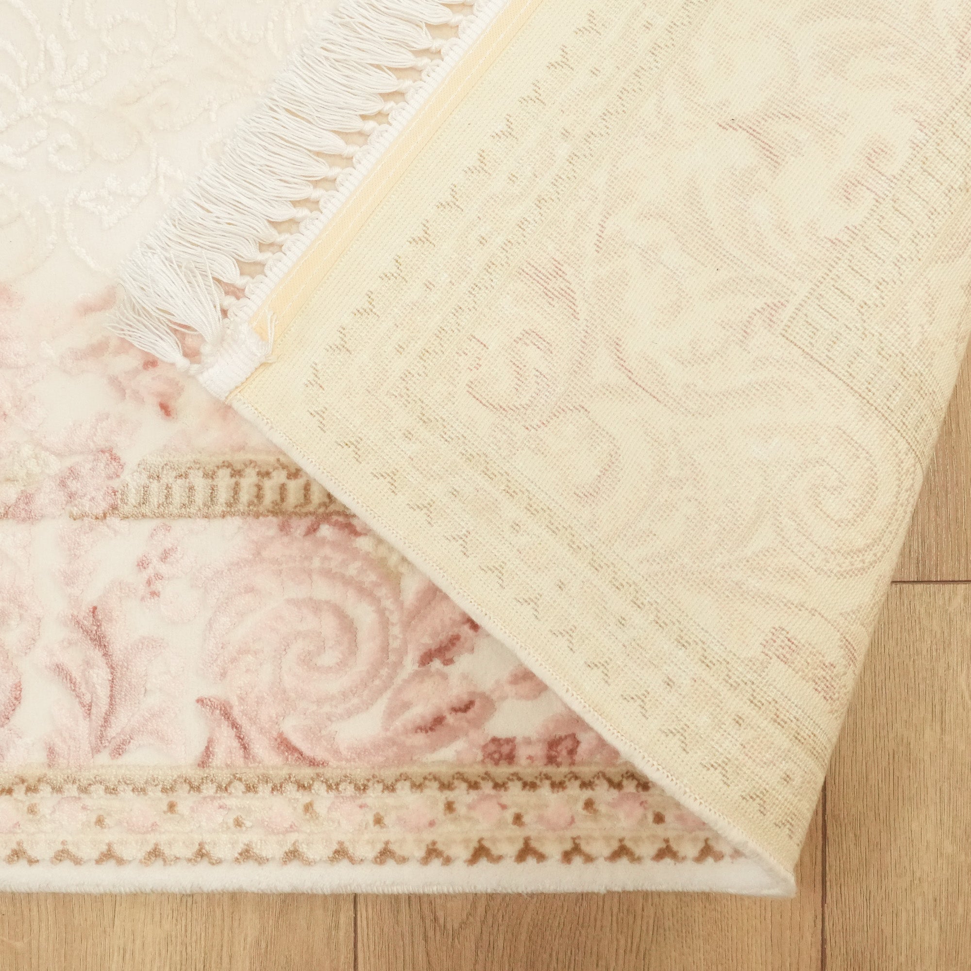 Cream Acrylic Carpet with Frame Pattern