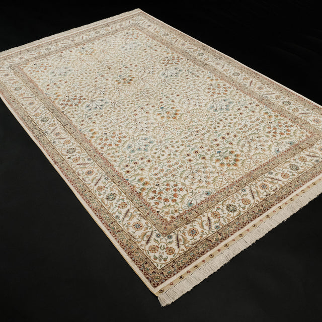 Framed Pattern Cream Handwoven Silk Rug, 157×243 cm Translation missing: en.hz.card.alt_brand