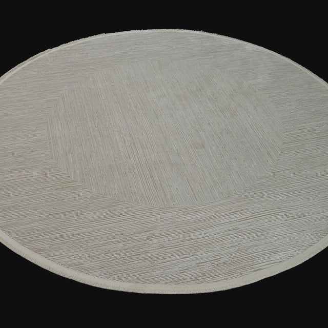 Çerçeve Desenli Makine Dokuma Yuvarlak Halı, beyaz, 160x160 – 200x200 cm — Halıcızade