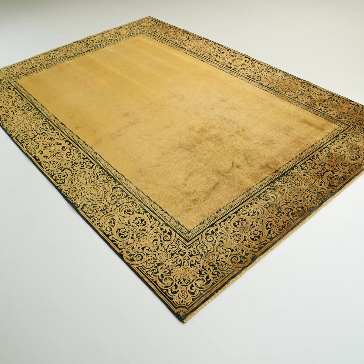 Çerçeve Desenli Sarı Viskon Halı, 200x290 cm — Halıcızade