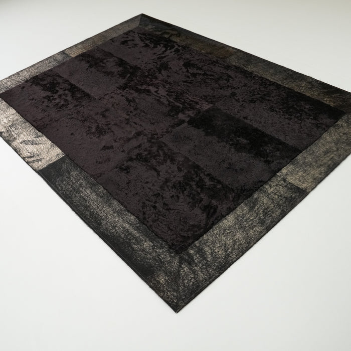 Çerçeve Desenli Siyah Deri Post Halı, 170x240 cm — Halıcızade