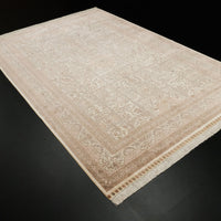 Framed Cream Handwoven Silk Rug