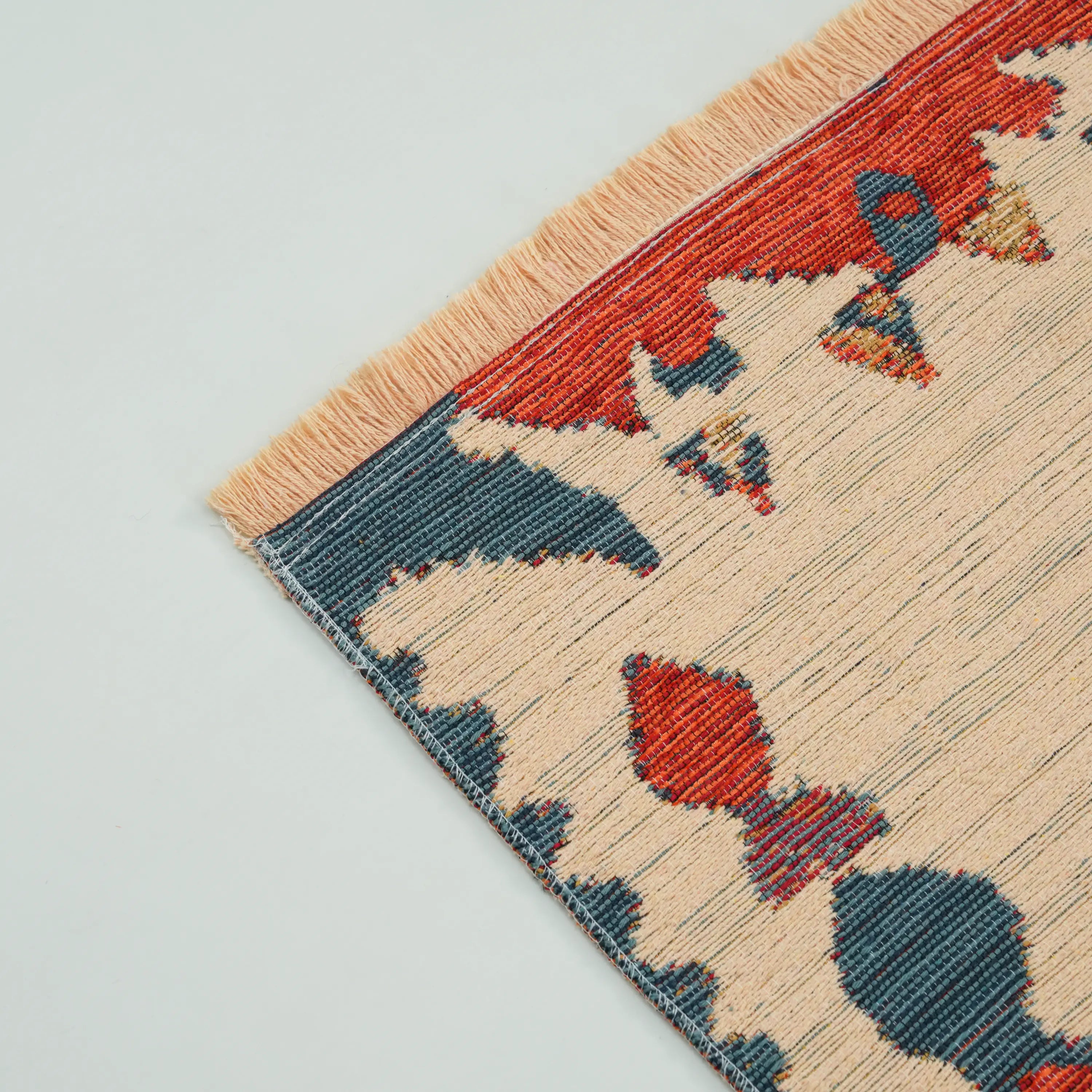 Çiçek Desenli Krem Pamuk Kilim