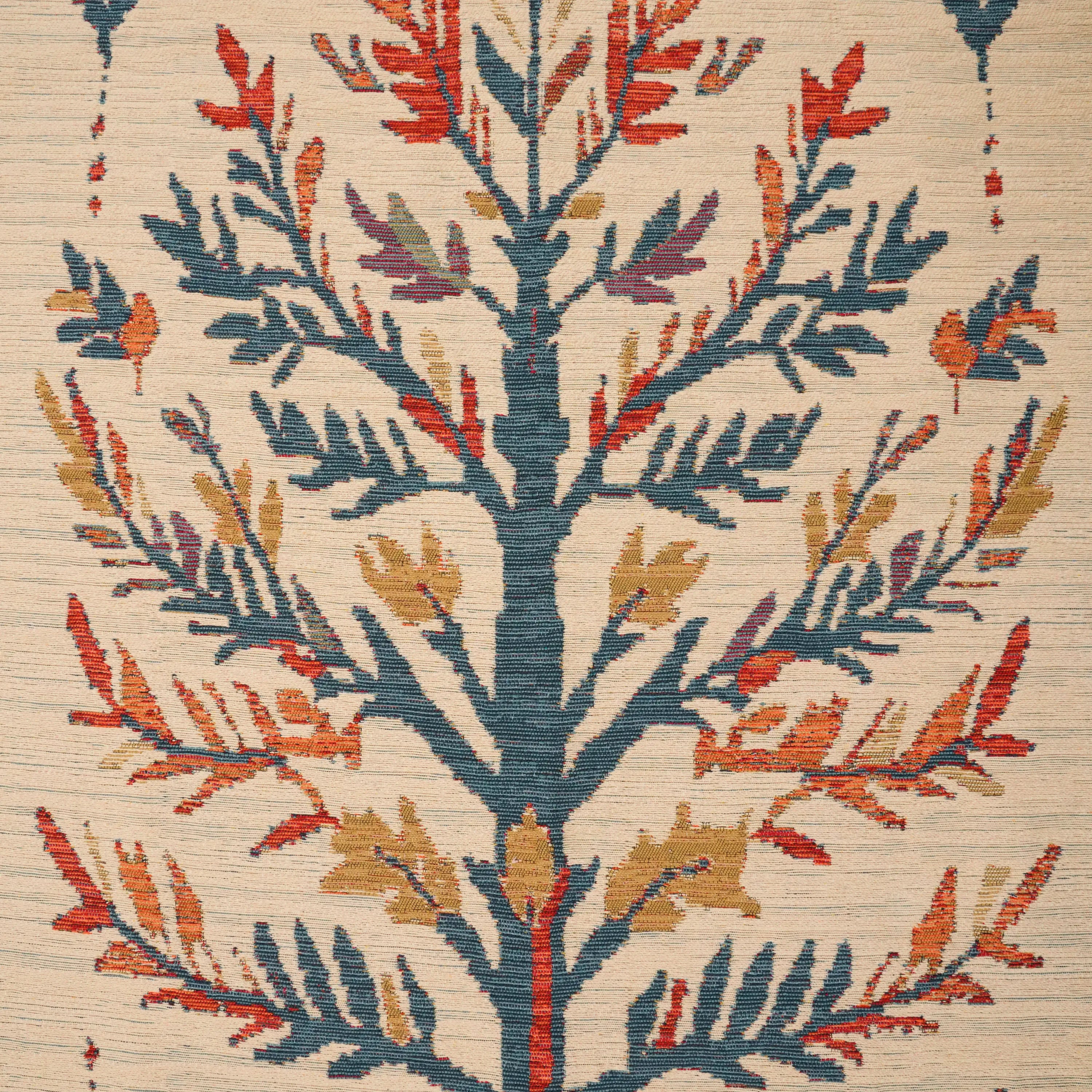 Çiçek Desenli Krem Pamuk Kilim