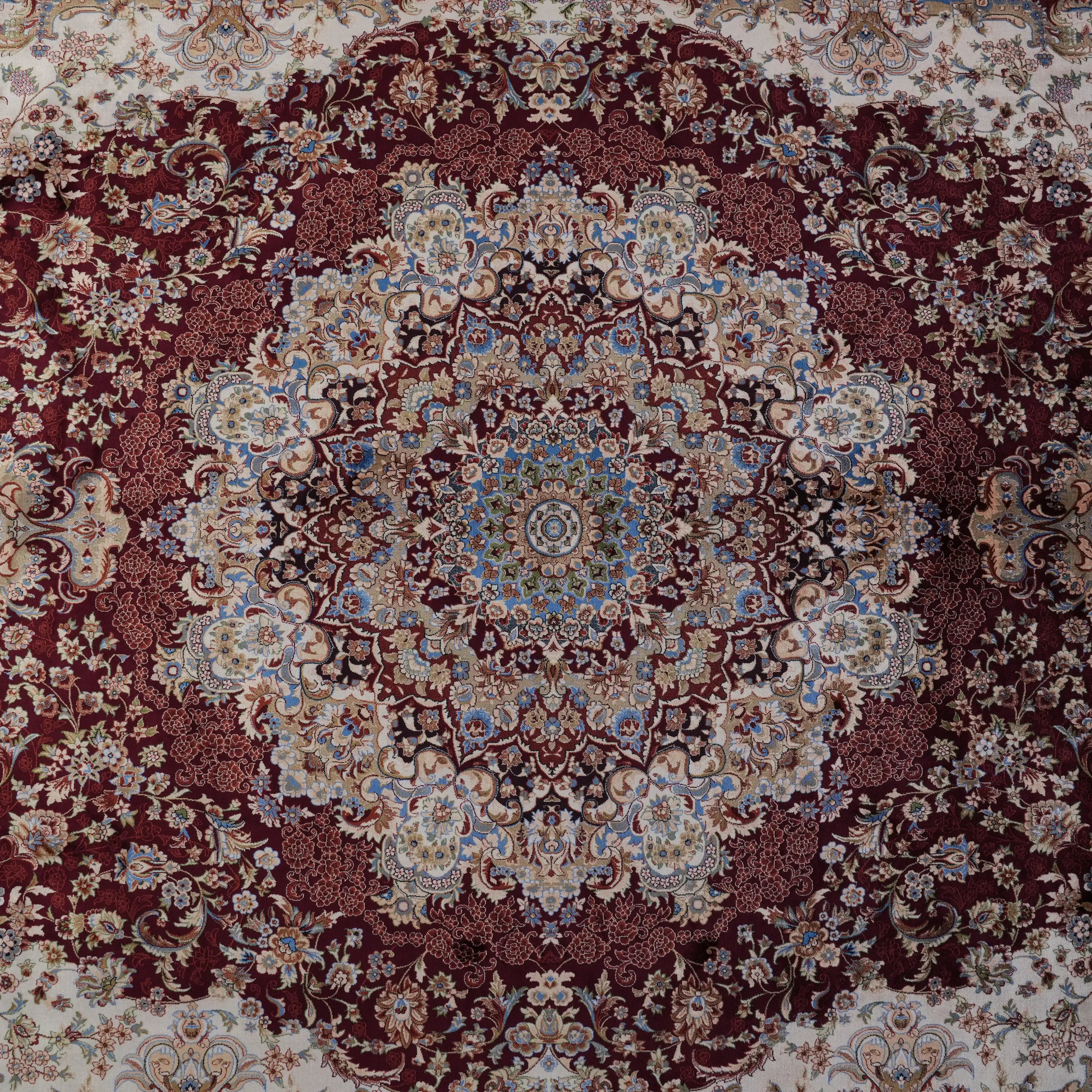 Medallion Patterned Burgundy Bamboo Rug