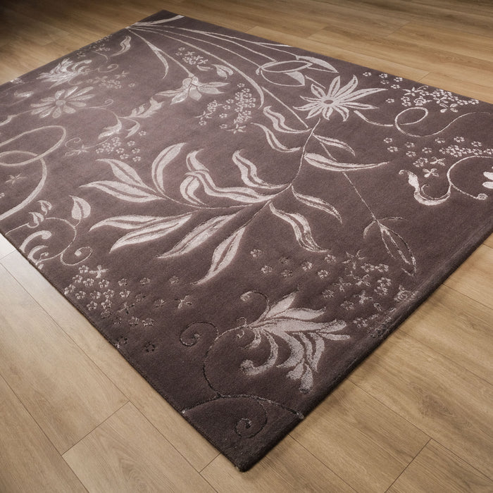 Çiçek Desenli Makine Dokuma Halı, kahverengi, 200x300 cm — Halıcızade