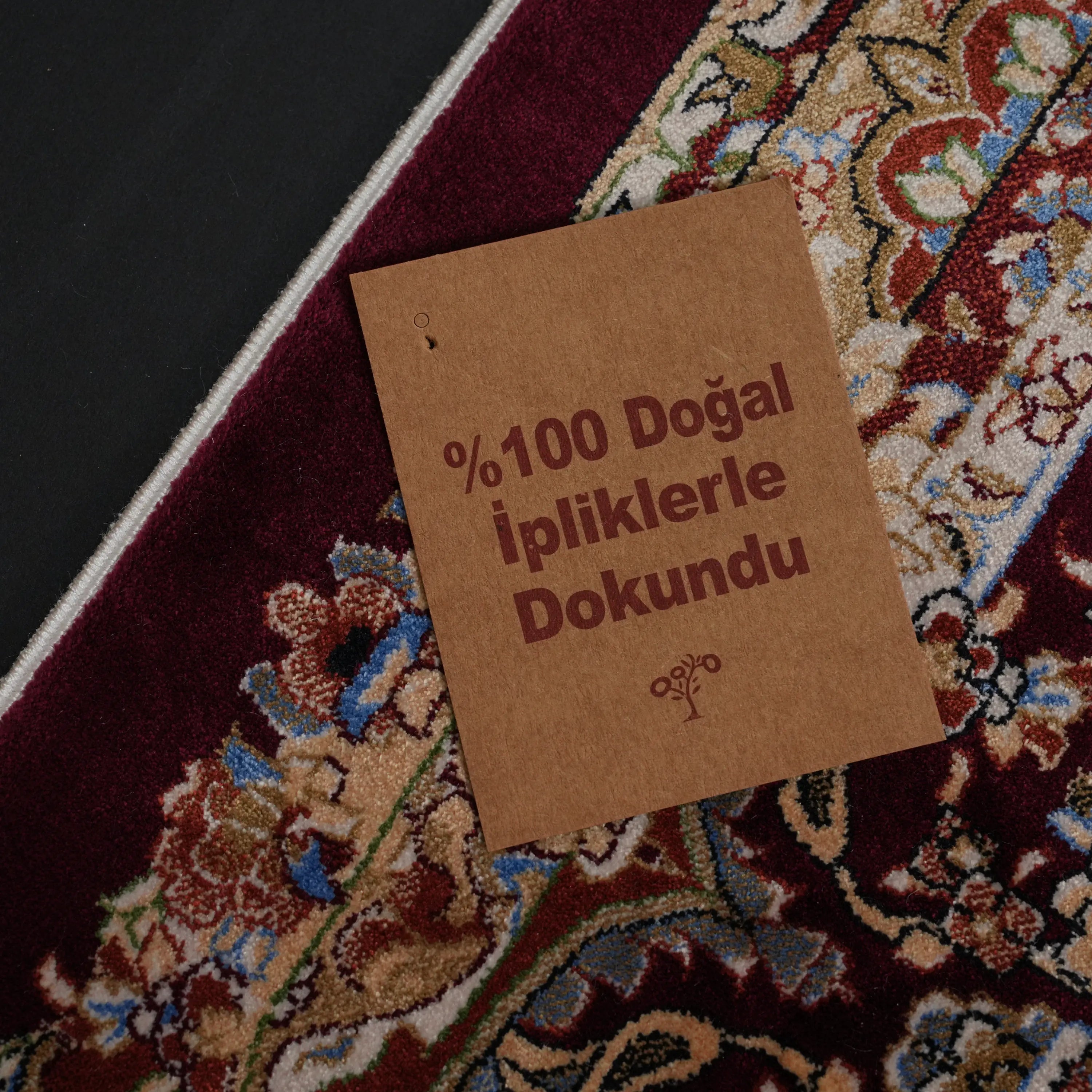 Medallion Patterned Burgundy Bamboo Rug