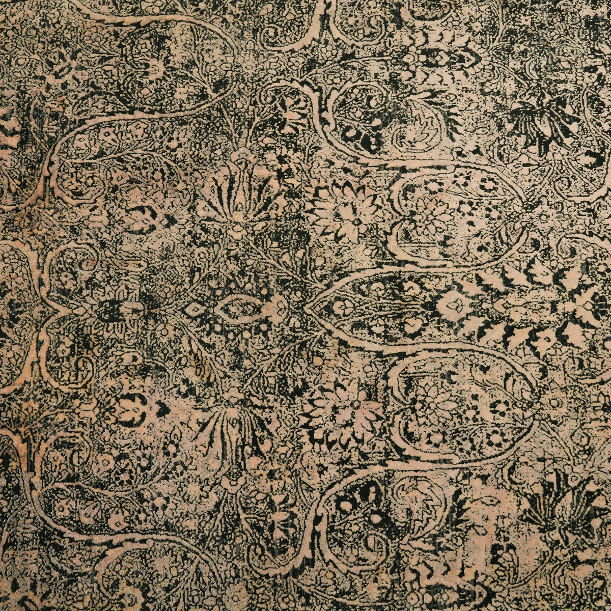 Çiçek Desenli Sarı Viskon Halı — çerçeve desenli