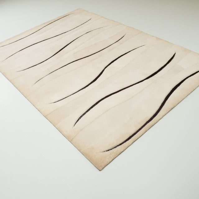 Çizgi Desenli Beyaz Deri - Post Halı, 172x246 cm — Halıcızade