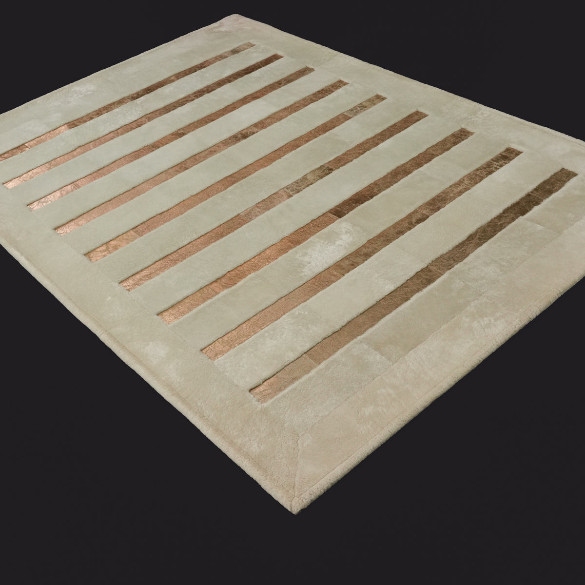 Çizgi Desenli Krem Deri Post Halı, 170x240 cm — Halıcızade