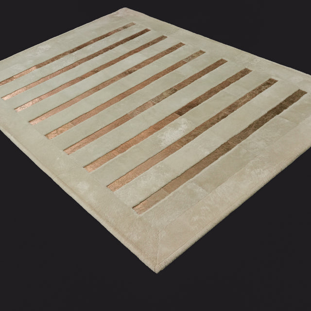 Çizgi Desenli Krem Deri Post Halı, 170x240 cm — Halıcızade