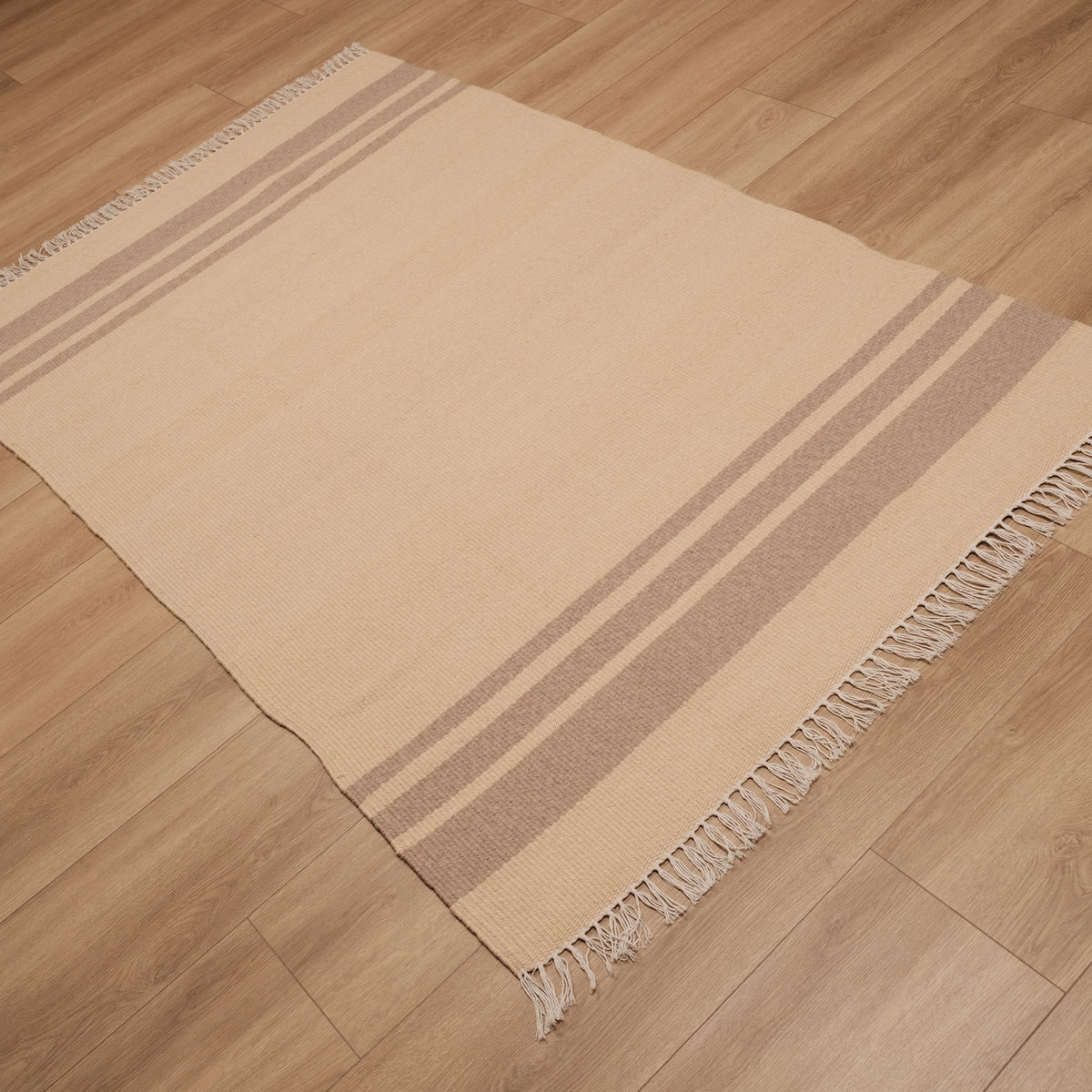 Çizgi Desenli Makine Dokuma Kilim, krem, 120x180 cm — Halıcızade