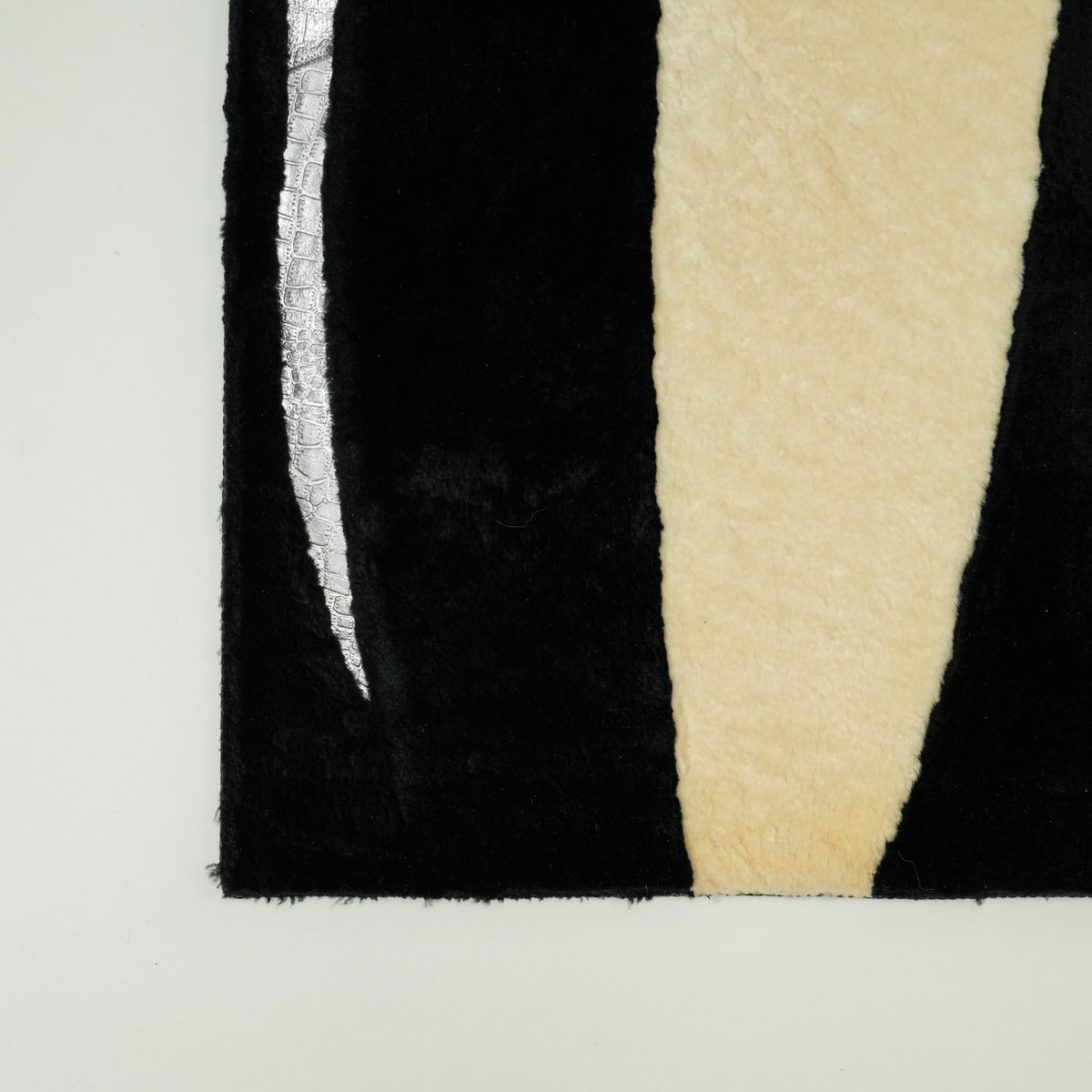 Black Striped Sheepskin Rug — leather