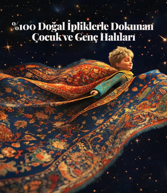 Doğal ipliklerle dokunan Çocuk ve genç halıları