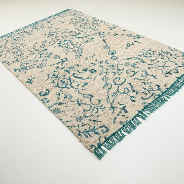 Colorful Serisi El Dokuma Vintage Desenli Turkuaz Halı, 145x200 – 170x240 cm — Halıcızade