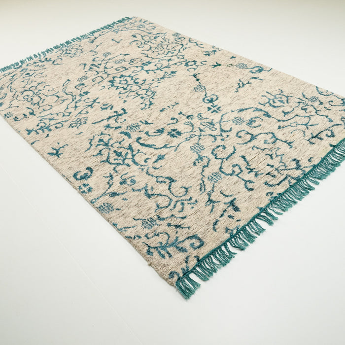 Colorful Serisi El Dokuma Vintage Desenli Turkuaz Halı, 145x200 – 170x240 cm — Halıcızade