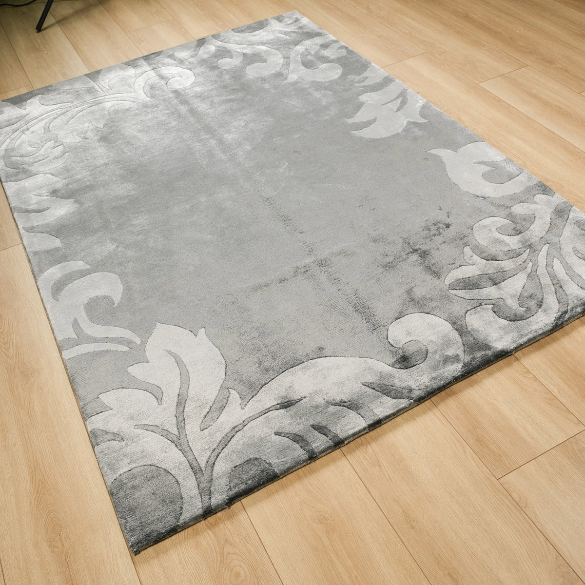 Damask Desenli El Dokuma Halı, gri, 140x200 – 170x240 cm — Halıcızade