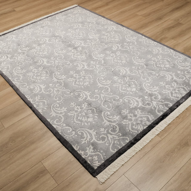 Anthracite Damask Hand-Knotted Rug, 120×180 – 170×240 cm Halıcızade