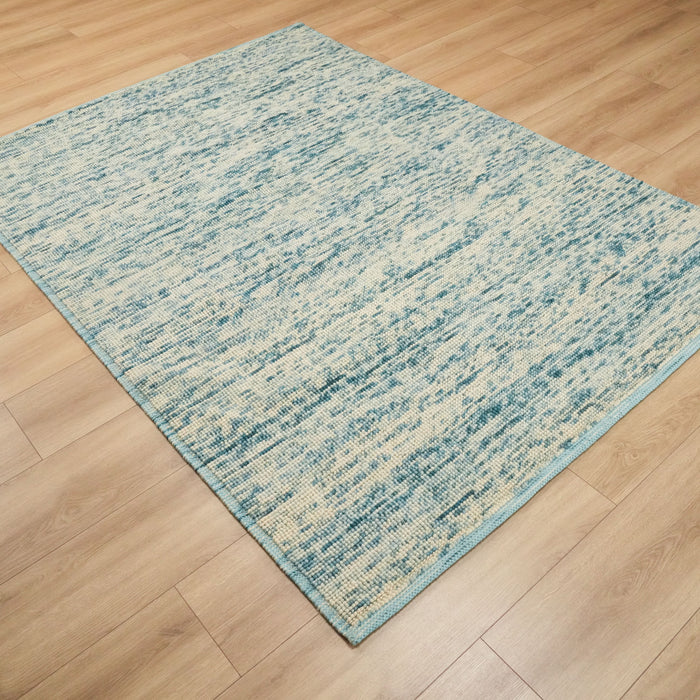 Drop Serisi El Dokuma Soyut Desenli Yün Mavi Kilim, 170x240 cm — Halıcızade