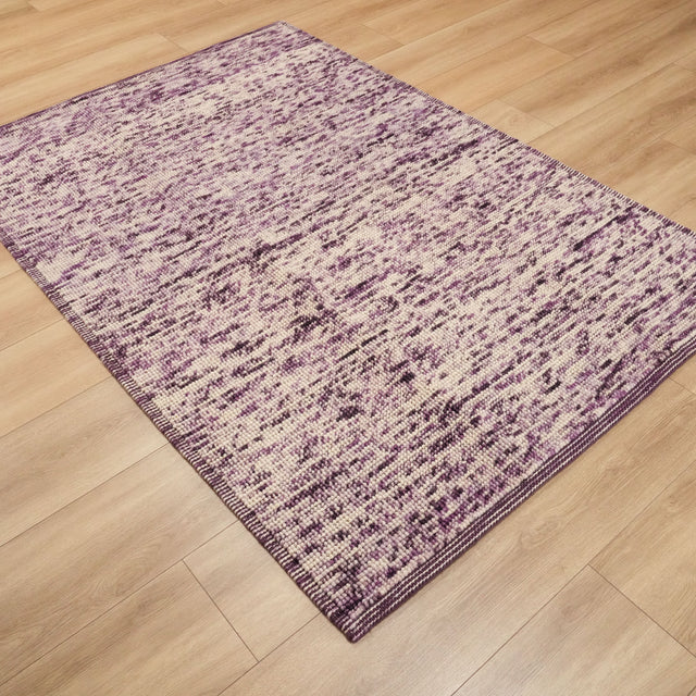 Drop Serisi El Dokuma Soyut Desenli Yün Mor Kilim, 140×200 cm Translation missing: tr.hz.card.alt_brand