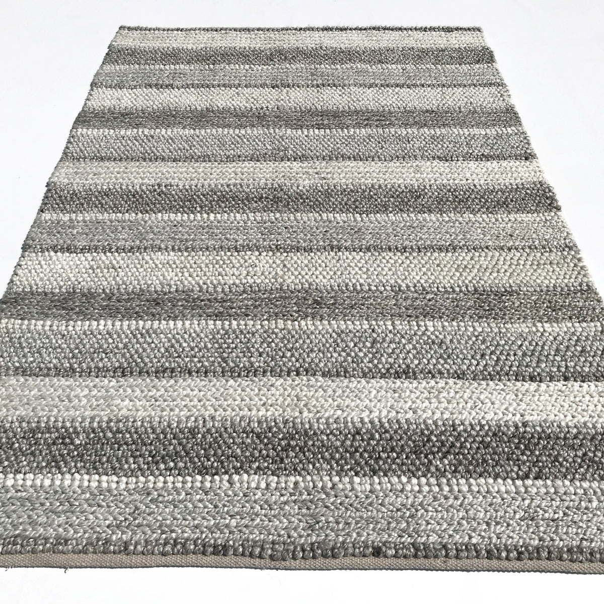 Örge Serisi El Dokuma Çizgi Desenli Gri Halı — 130x190, 170x240, 200x300, 250x350 cm