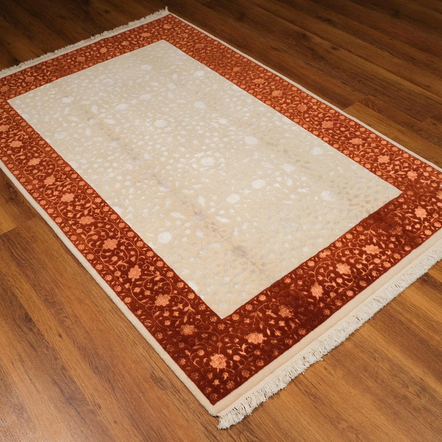 Safir Serisi Uşak Desenli El Dokuma Oymalı Halı, krem, 120x180 cm — Halıcızade