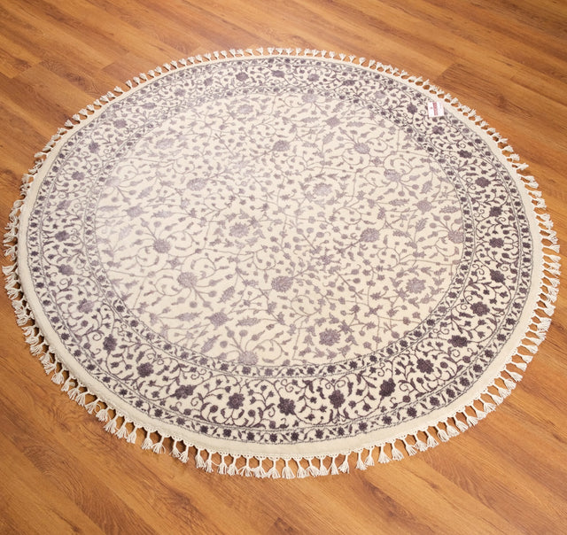 Safir serisi Uşak desenli oymalı yuvarlak el dokuma halı, mor, 150x150 cm — Halıcızade