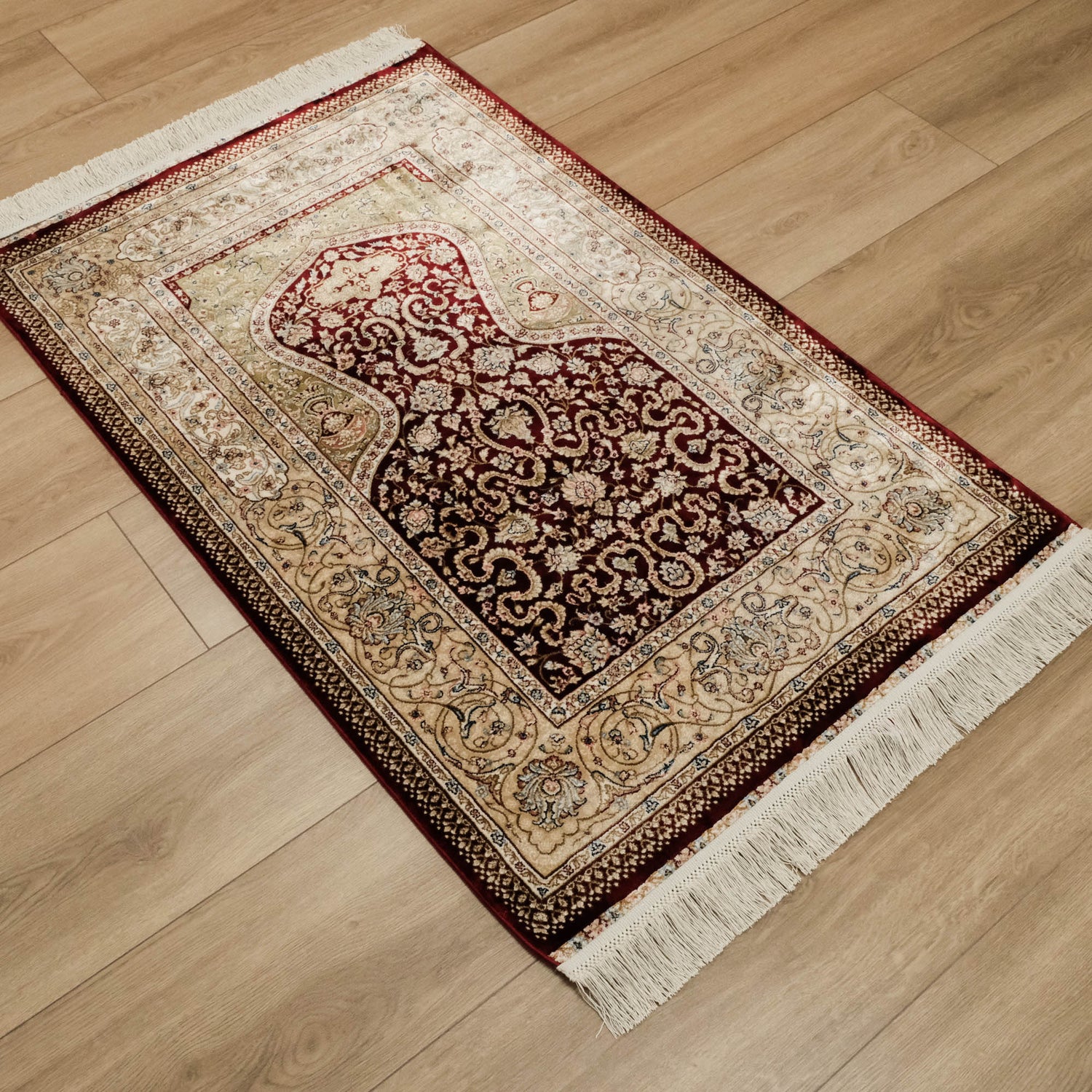 Mihrap Tasarım Bordo Halı Seccade, 80x125 cm — Halıcızade