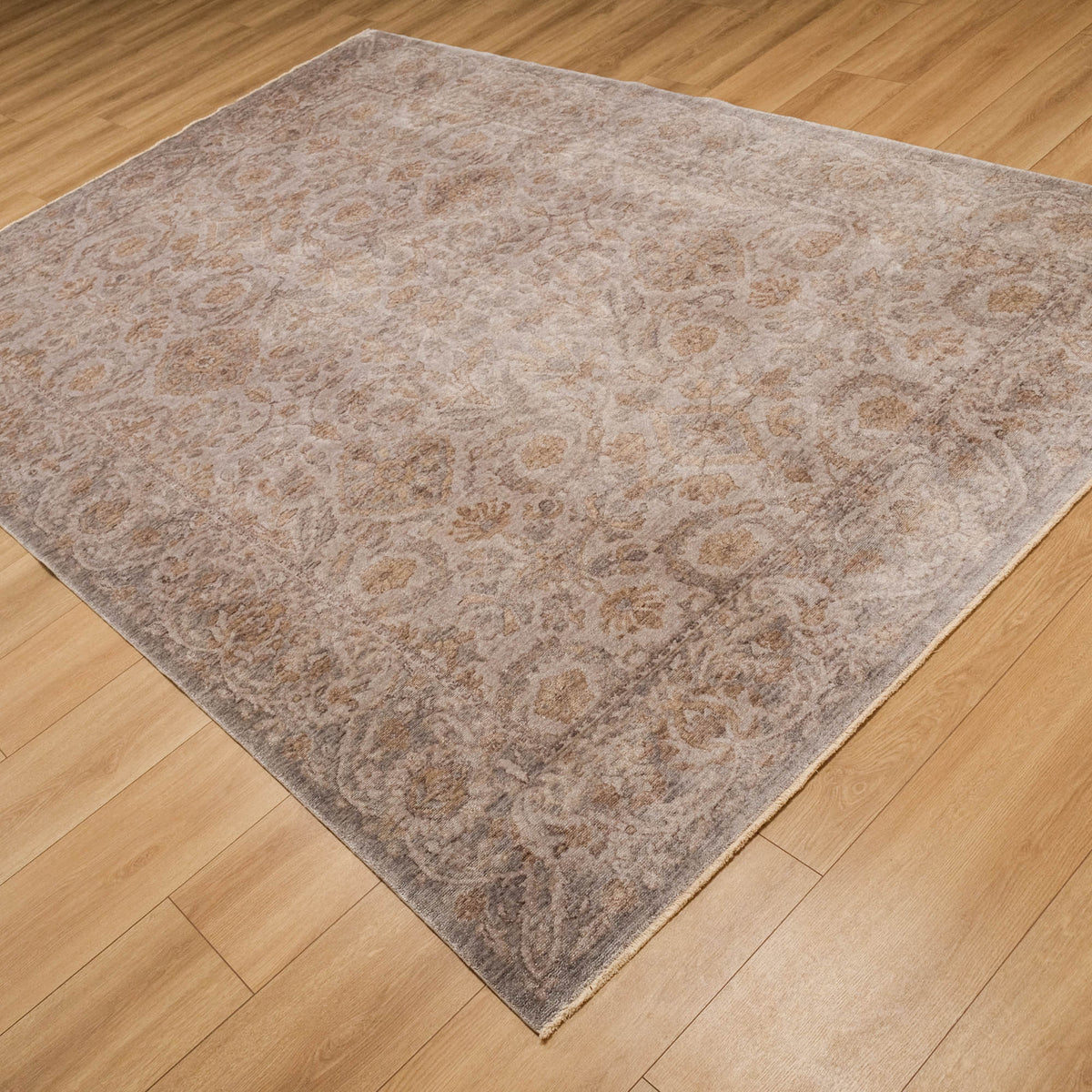 Taftan Serisi Vintage Desenli Tezgah Dokuma Halı, antrasit, 200x300 cm — Halıcızade