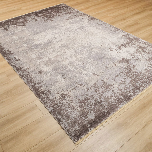 Tibet Serisi Makine Dokuma Soyut Desenli Gri Halı, 130x190 – 260x370 cm — Halıcızade