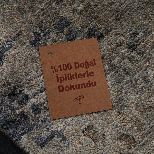 Maison Serisi El Dokuma Soyut Desenli Gri Viskon Halı