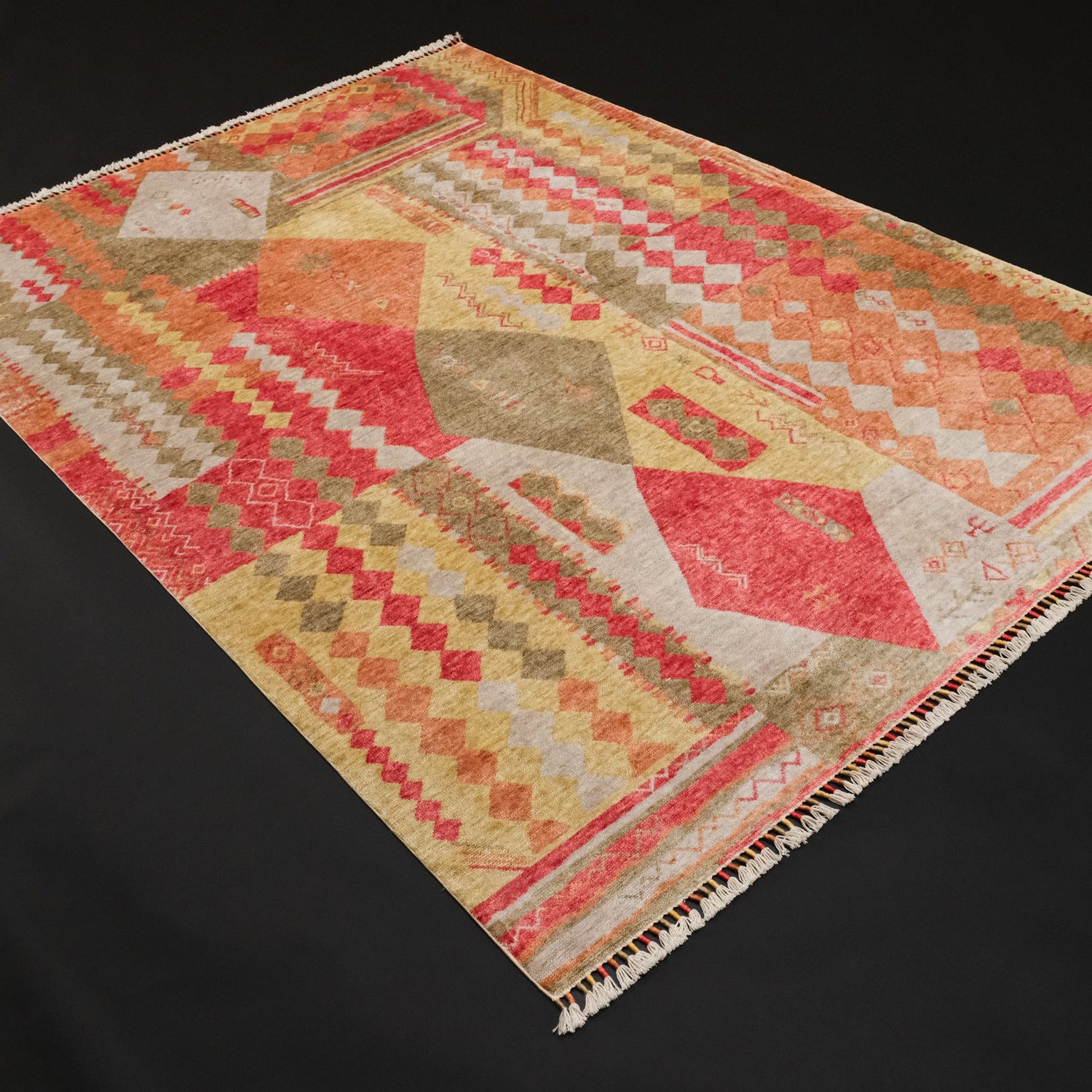 Zara serisi patchwork tezgah dokuma halı, rengarenk, 90x150 cm — Halıcızade