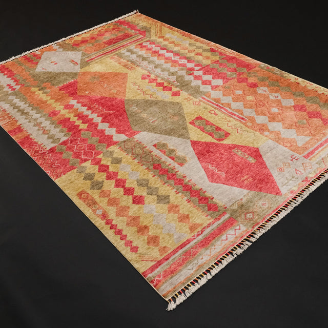 Zara serisi patchwork tezgah dokuma halı, rengarenk, 90x150 cm — Halıcızade