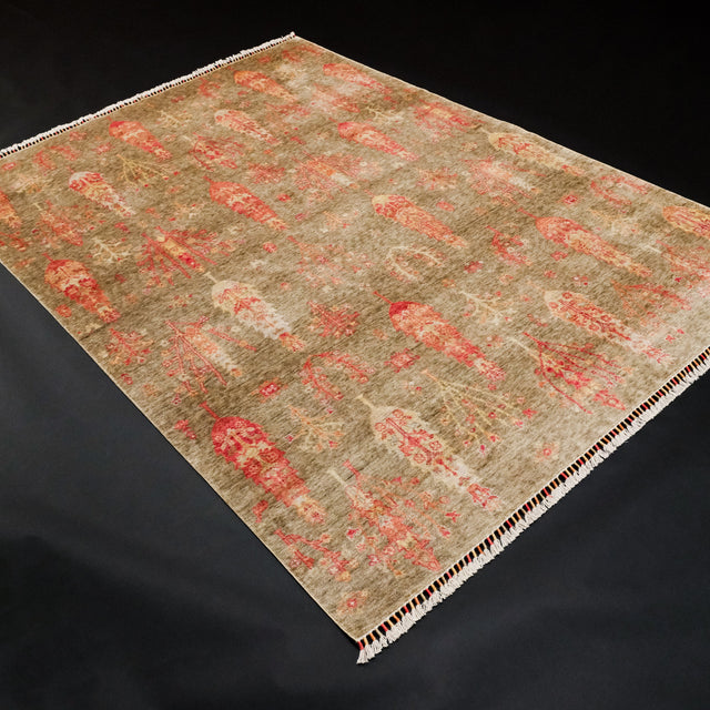 Zara serisi otantik tezgah dokuma halı, yeşil, 80x140 cm — Halıcızade
