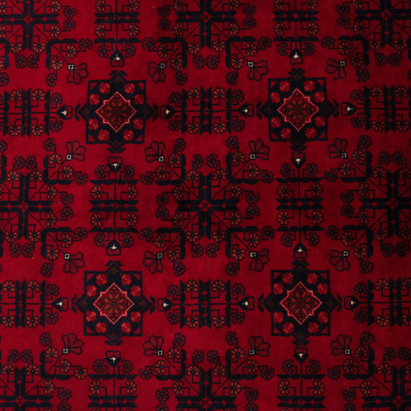 Hand-Woven Afghan Patterned Burgundy Bilicik Carpet