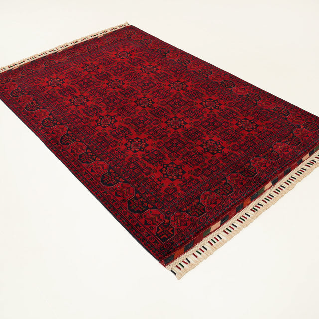 El Dokuma Afgan Desenli Bordo Etnik Yün Bilicik Halı, 122×180 cm Translation missing: tr.hz.card.alt_brand